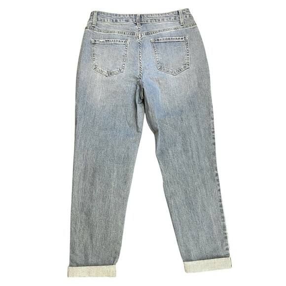 TIME AND TRU Mid Rise Cropped Boyfriend Distressed Denim Jeans Rolled Cuff Sz 6 - Picture 2 of 6
